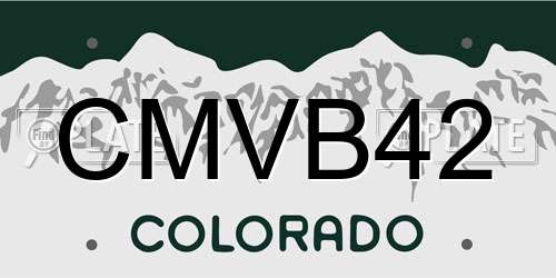 CMVB42 Colorado License Plate