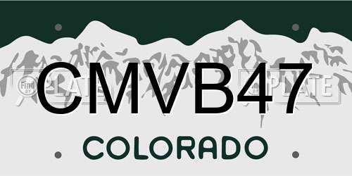 CMVB47 Colorado License Plate
