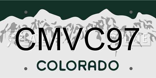 CMVC97 Colorado License Plate