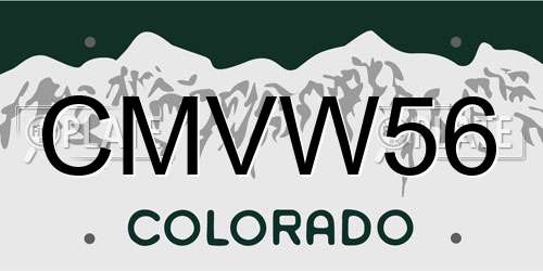 CMVW56 Colorado License Plate