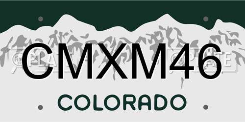 CMXM46 Colorado License Plate