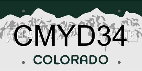 CMYD34 Colorado License Plate