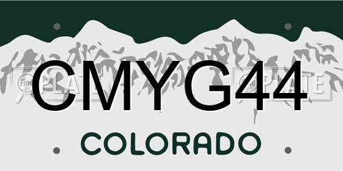 CMYG44 Colorado License Plate