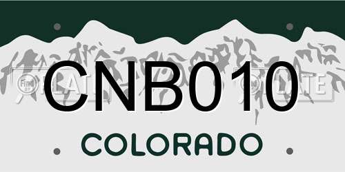 CNB010 Colorado License Plate