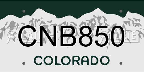 CNB850 Colorado License Plate