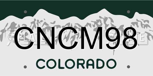 CNCM98 Colorado License Plate