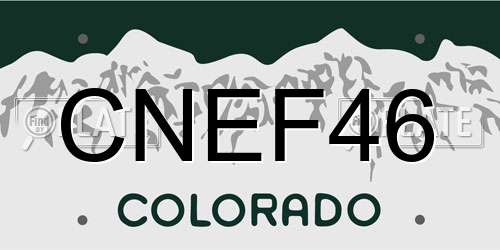 CNEF46 Colorado License Plate