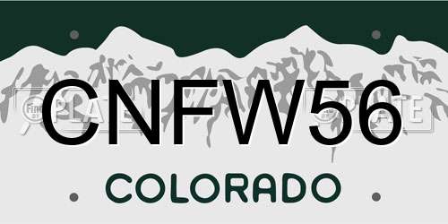CNFW56 Colorado License Plate
