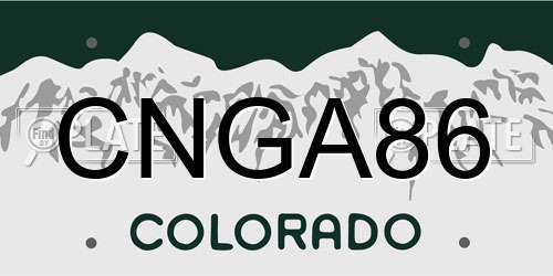 CNGA86 Colorado License Plate