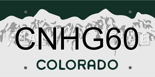 CNHG60 Colorado License Plate