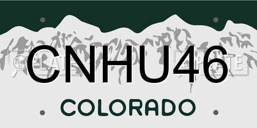 CNHU46 Colorado License Plate