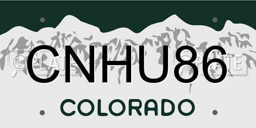 CNHU86 Colorado License Plate