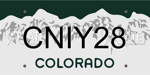 CNIY28 Colorado License Plate