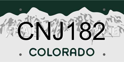 CNJ182 Colorado License Plate