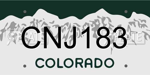 CNJ183 Colorado License Plate