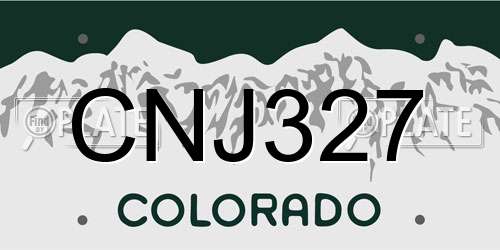 CNJ327 Colorado License Plate