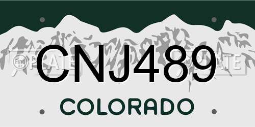 CNJ489 Colorado License Plate