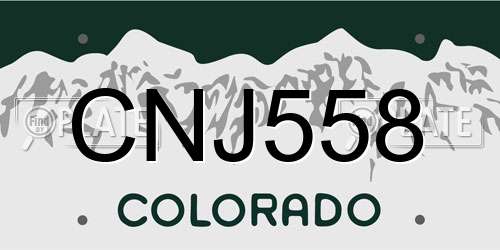 CNJ558 Colorado License Plate