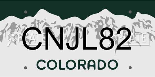 CNJL82 Colorado License Plate