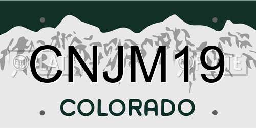CNJM19 Colorado License Plate