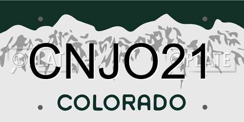 CNJO21 Colorado License Plate