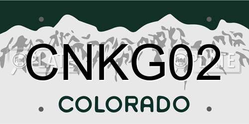 CNKG02 Colorado License Plate