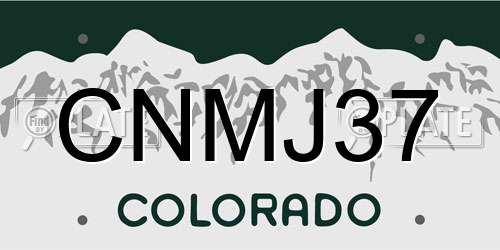 CNMJ37 Colorado License Plate
