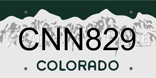 CNN829 Colorado License Plate