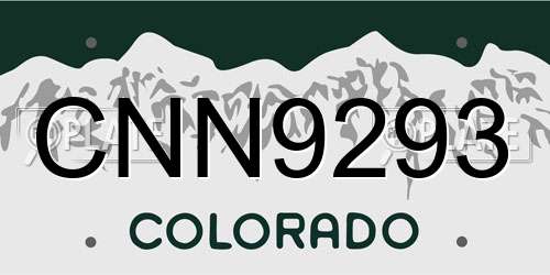 CNN9293 Colorado License Plate