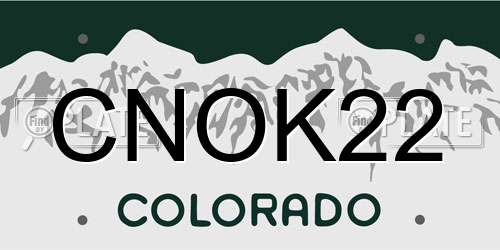CNOK22 Colorado License Plate