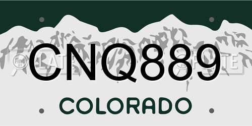 CNQ889 Colorado License Plate
