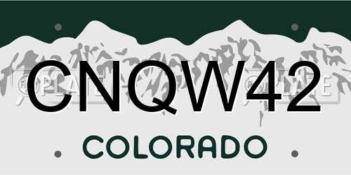 CNQW42 Colorado License Plate