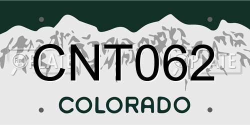 CNT062 Colorado License Plate
