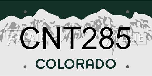 CNT285 Colorado License Plate