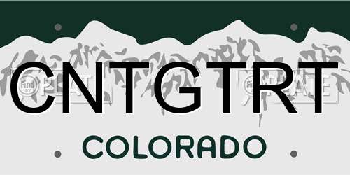 CNTGTRT Colorado License Plate