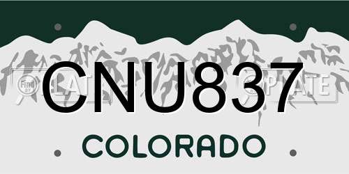 CNU837 Colorado License Plate