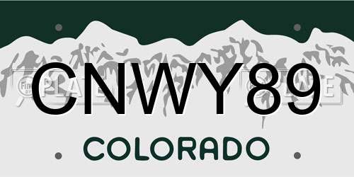 CNWY89 Colorado License Plate