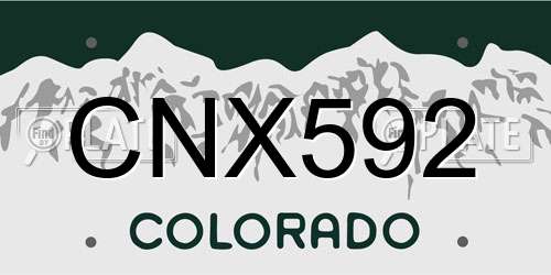 CNX592 Colorado License Plate