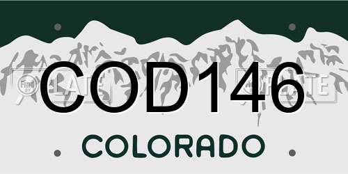 COD146 Colorado License Plate
