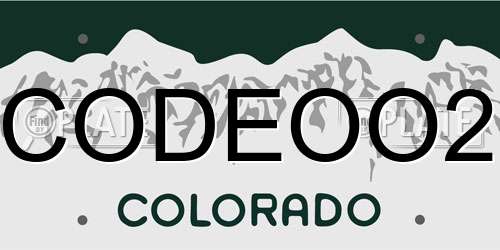 CODEOO2 Colorado License Plate