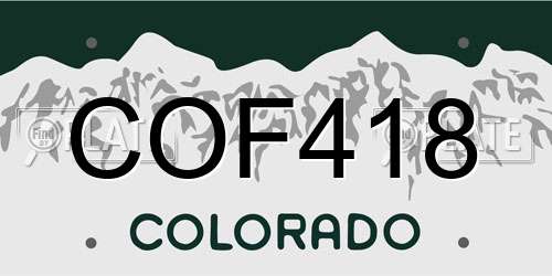 COF418 Colorado License Plate
