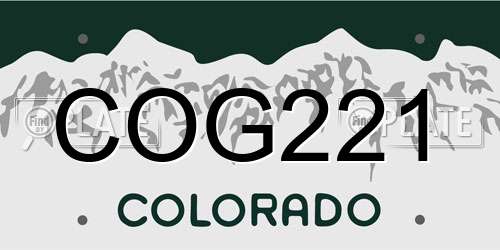 COG221 Colorado License Plate