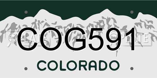 COG591 Colorado License Plate