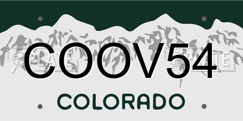 COOV54 Colorado License Plate