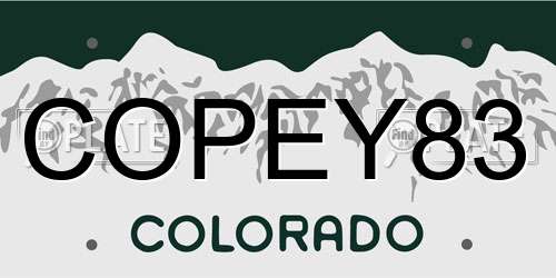 COPEY83 Colorado License Plate