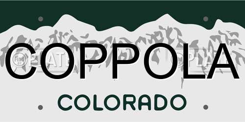 COPPOLA Colorado License Plate