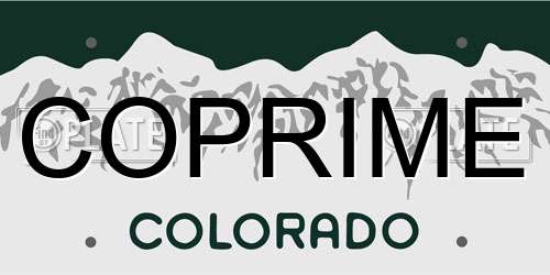 COPRIME Colorado License Plate