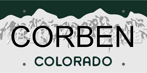 CORBEN Colorado License Plate