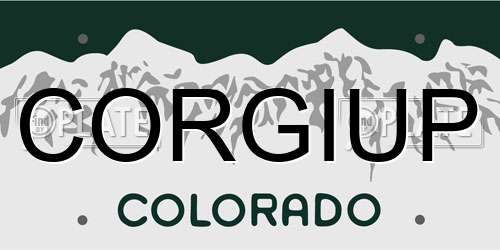 CORGIUP Colorado License Plate