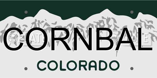CORNBAL Colorado License Plate